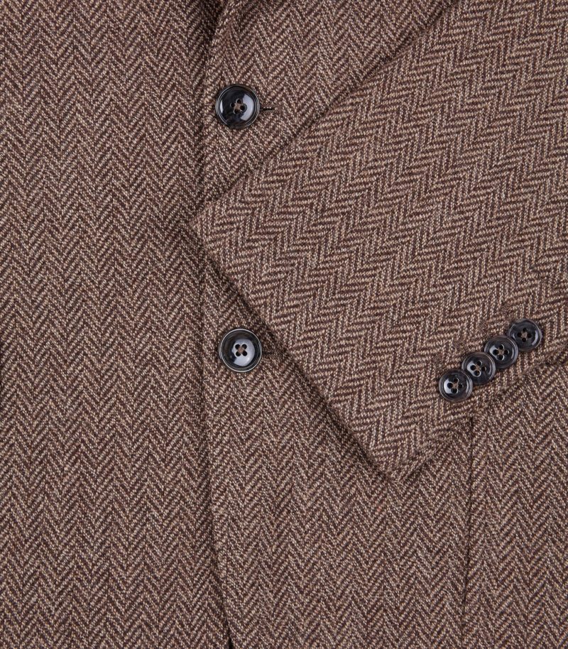 Brown Herringbone Kennedy-Patch Jacket