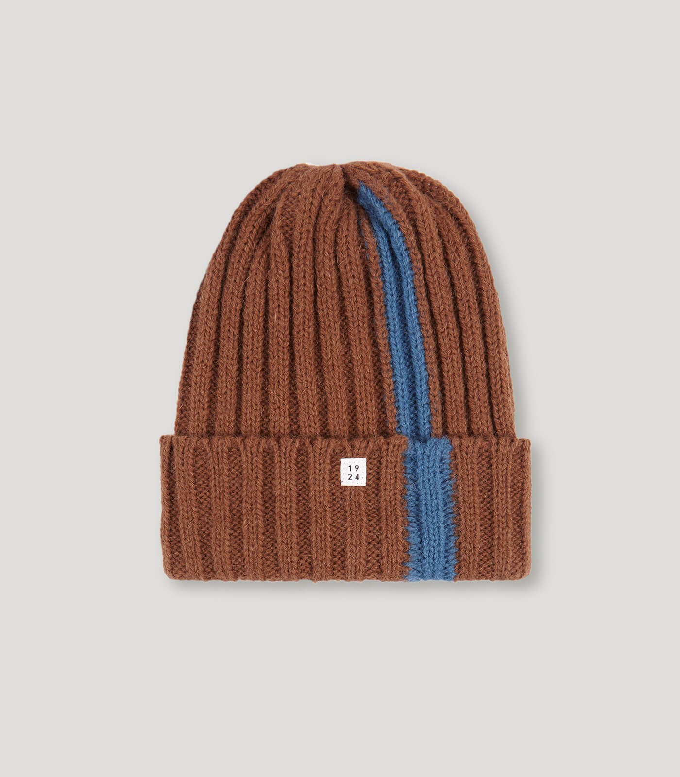 Brown- Petrol Stripes Wool Knitted Hat