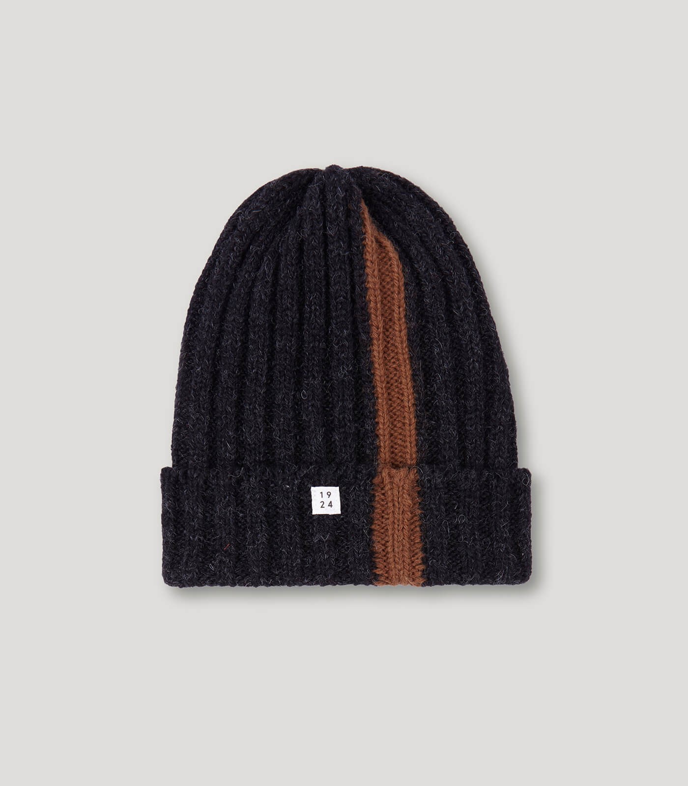 Dark Grey- Brown Stripes Wool Knitted Hat