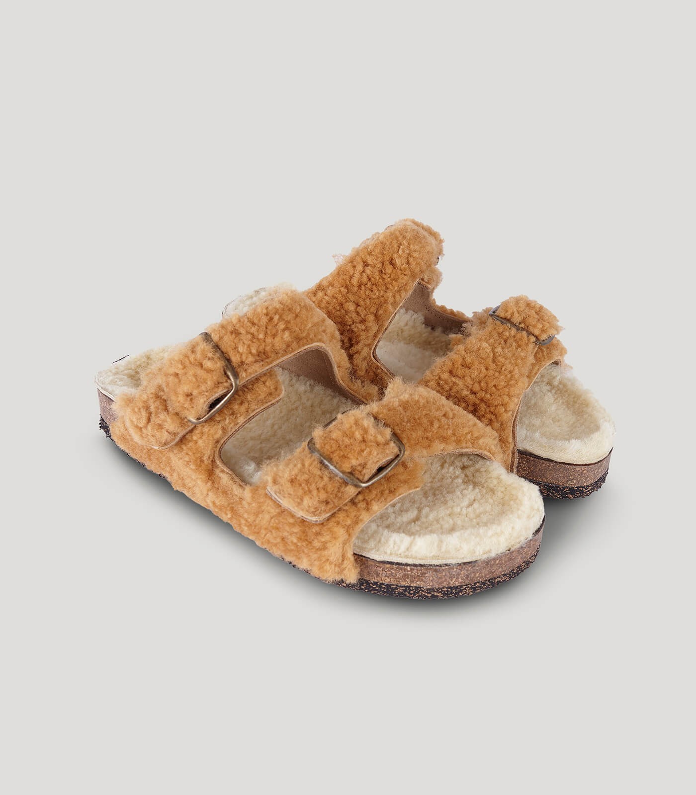 Camel Sheepskin Sandal