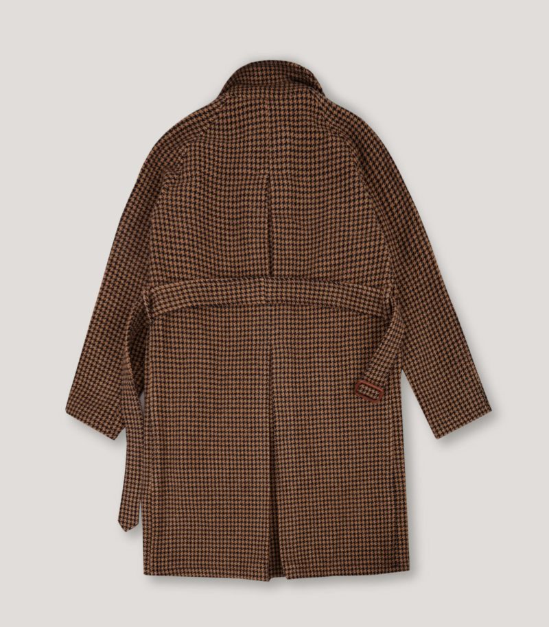 Brown-Camel Houndstooth Raglan Coat