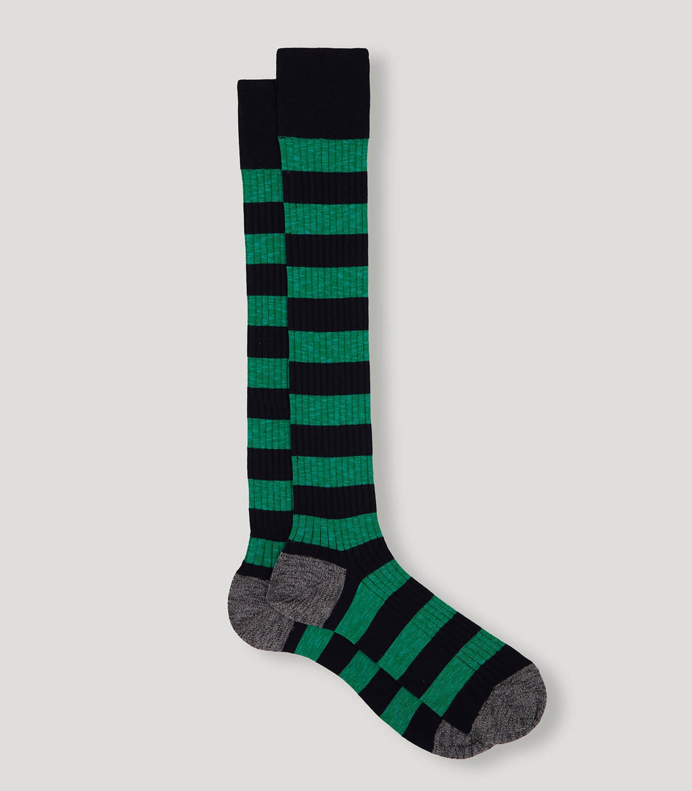 Wide Striped Navy-Green Socks