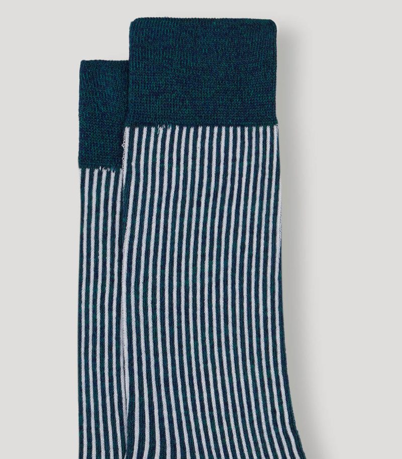 Fine Striped Green-White Socks