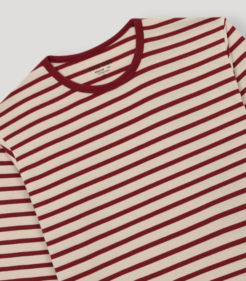 Striped Ecru-Red Long Sleeve T-Shirt SS22